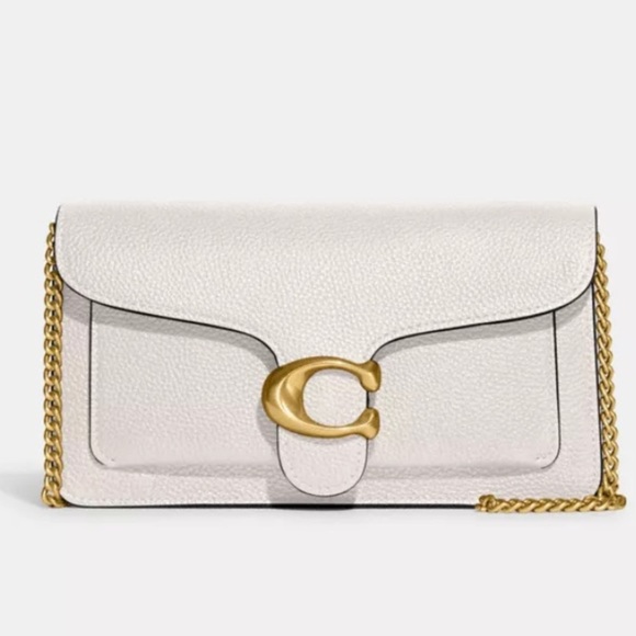 COACH Polished Pebble Leather Chain Clutch Tabby Crossbody shoulder bag handbag - Picture 1 of 16